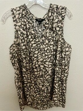 Simply Vera Vera Wang Beige and Dark Brown Printed Sleeveless Top